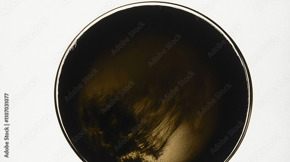 Poster abstract dark and gold texture in a round shape on white background