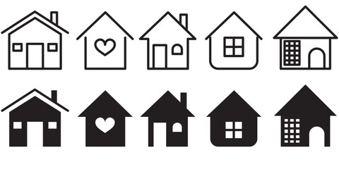 Web home icon for apps and websites. Collection home icons. House symbol