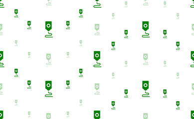 Seamless pattern of large and small green 3D printer symbols. The elements are arranged in a wavy. Illustration on light green background