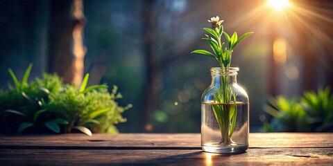 Minimalist Watercolor Illustration of a Spring Home Plant in a Vase or Bottle Perfect for Home Gardening Concepts in Low Light Photography