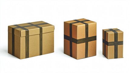 Obraz premium Cardboard Boxes with Black Straps - E-commerce Packaging Solutions for Shipping, Storage and Logistics