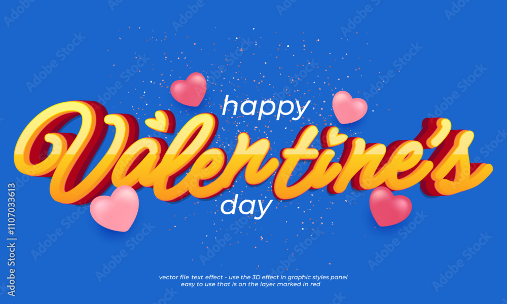 Wall mural valentine's day editable text effect 3d font calligraphy style ver.04