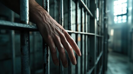 Incarceration experience prison emotional capture gloomy interior close-up view human struggle and isolation