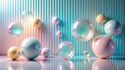Pastel Spheres on a Grooved Surface A Modern Abstract Composition