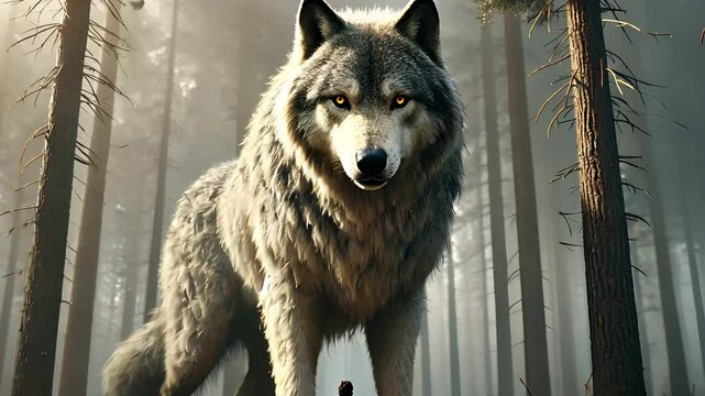 A large wolf and explorer