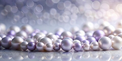 A lustrous collection of iridescent pearls, softly gleaming with a gentle, ethereal glow.