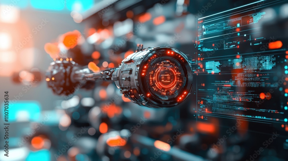 Poster cutting-edge robotics innovation high-tech laboratory digital art futuristic environment close-up vi