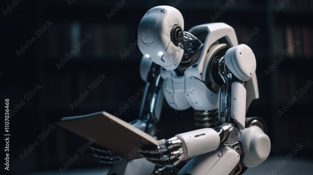 Aufkleber a robot reading in a library: exploring artificial intelligence and knowledge