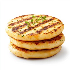 Macro Shot of a Delectable Colombian Arepa Isolated on a White Background