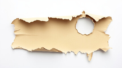 Torn paper roll. White rip page edge with hole. Realistic reveal sheet effect set for sale template. Open frame strip with broken border piece. Blank turn note or tag for advertising illustration