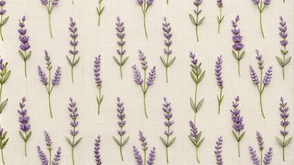 A calming textile background with a repetitive pattern of lavender sprigs
