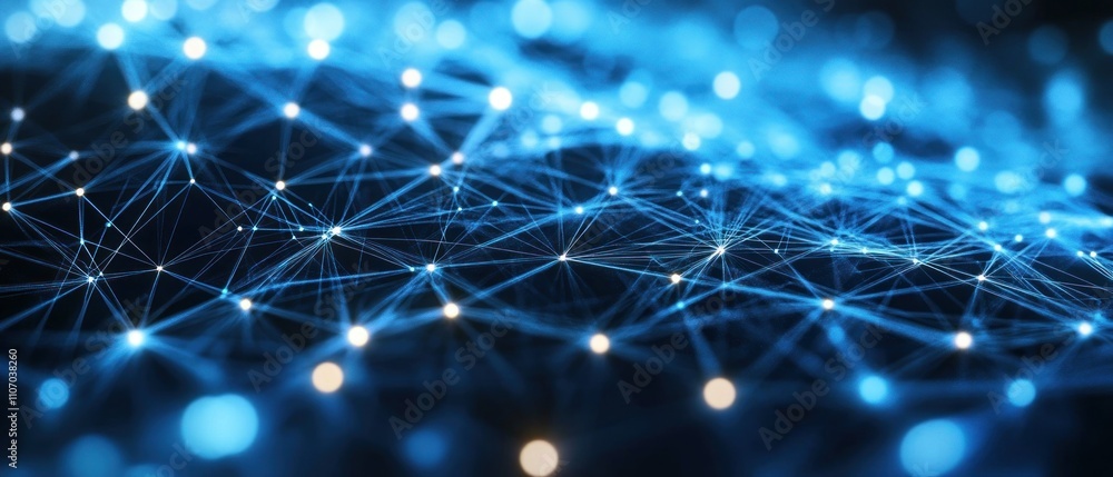 Aufkleber abstract network connection: digital nodes and lines