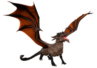 3D Rendering Fairy Tale Dragon on White