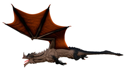 3D Rendering Fairy Tale Dragon on White