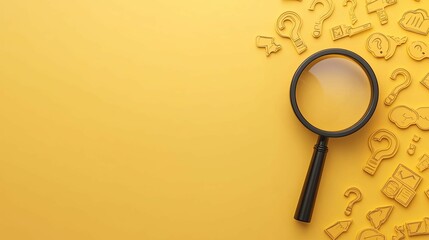 Magnifying Glass and Question Marks Seek Answers