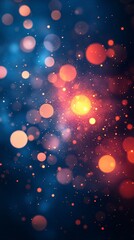 Abstract background with vibrant bokeh lights in blue and orange hues, creating a dreamy atmosphere.