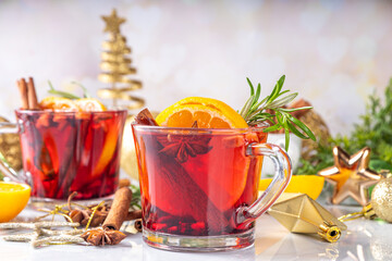 Traditional Christmas mulled wine cocktail