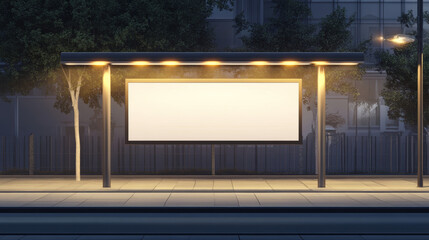 Street billboard mockup with blank white banner and lamps on metallic pillars. Realistic vector illustration set of outdoor road board for advertising sign. Horizontal signage panel template.