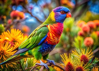 Fototapeta premium Australian Birds in Scenic Landscapes, AI Photorealistic