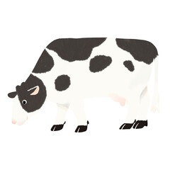 水彩風　横を向いた牛のイラスト