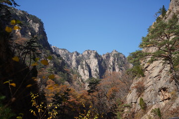 Autumn scenery of Seoraksan, a famous mountain in Korea
