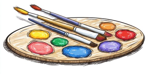 Watercolor Paint Palette with Brushes
