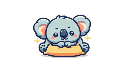 Naklejka premium Cute Koala Lay On The Pillow - Cartoon illustration