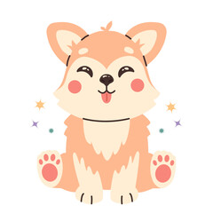 Cute sitting dog. Corgi puppy. Animal in childish style. Childrens character.