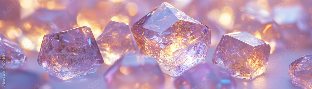 Aufkleber crystal clusters, sparkling gems glimmering with light, an abstract background image of precious sto