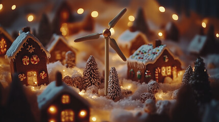 Festive Gingerbread House and Christmas Treats with Warm Holiday Lights