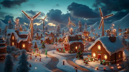 Festive Gingerbread House and Christmas Treats with Warm Holiday Lights