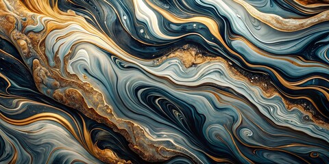 Abstract Swirling Fluid Art with Gold Accents and Deep Hues