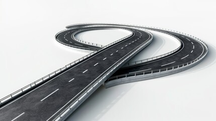 Fototapeta premium Elevated Highway Interchange: A 3D Rendering of a Complex Road System Design