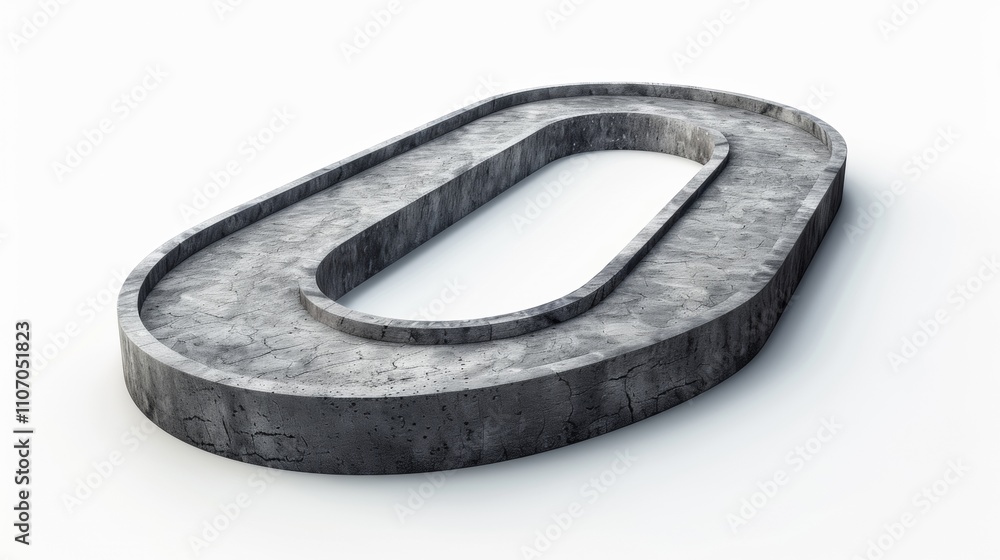 Poster abstract concrete oval structure design: minimalist 3d render of a gray concrete oval shape with a c
