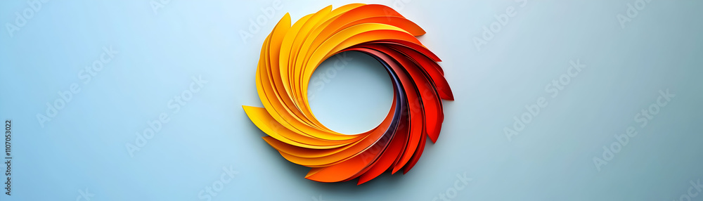 Poster abstract warm-colored swirl design, vibrant gradient, circular pattern, paper-like texture, elegant 