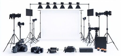 A photography studio setup with equipment for professional shoots.