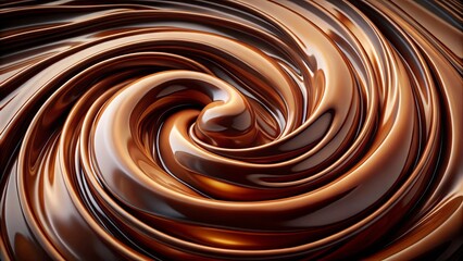 Swirling, rich, decadent chocolate texture background image ideal for food packaging, culinary websites, and dessert menu design.