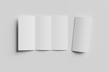 White empty fold leaflet tri fold DL flyer brochure, mockup.