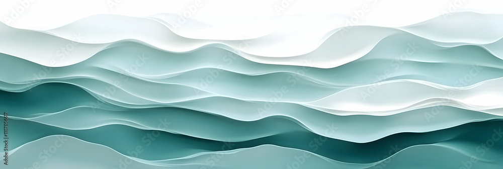Aufkleber abstract teal and white wave background, serene undulating pattern design for graphic design project