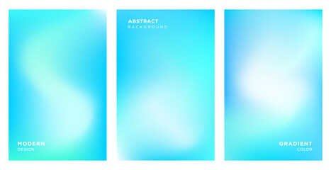 Set of abstract modern background of gradient mesh. Blurred abstract blue sky colored background. Colorful gradient for covers, wallpapers, branding, social media template