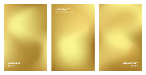 Set of abstract gold modern background of gradient mesh. Blurred abstract gold colored background. Colorful gradient for covers, wallpapers, branding, social media template