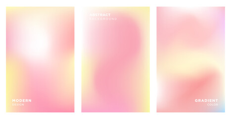Set of abstract modern background of gradient mesh. Blurred abstract yellow pink colored background. Colorful gradient for covers, wallpapers, branding, social media template