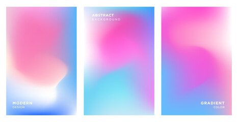 Set of abstract modern background of gradient mesh. Blurred abstract pink blue colored soft background. Colorful gradient for covers, wallpapers, branding, social media template