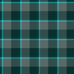 Seamless tartan pattern with green, turquoise and grey colors