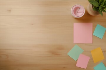 Creative Flat Lay of Pastel Stationery for Concentrating on Private Ideas and Inspiration