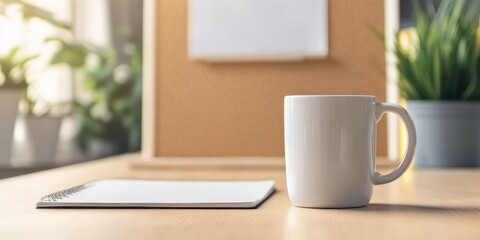 Fototapeta premium Focused workspace with a corkboard full of private ideas, fostering creativity and thoughtful concentration.