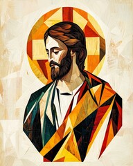 Obraz premium geometric flat illustration of jesus christ
