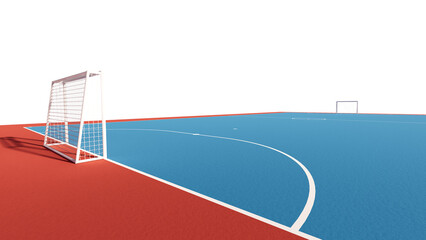 Futsal court mini soccer with blue and red color on transparent background