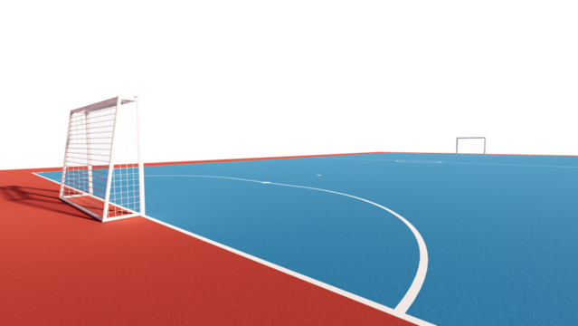 Futsal court mini soccer with blue and red color on transparent background
