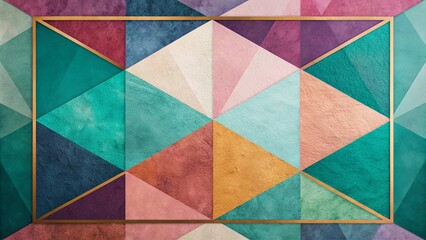 Fototapeta premium Abstract Geometric Pattern with Metallic Frame and Earthy Tones